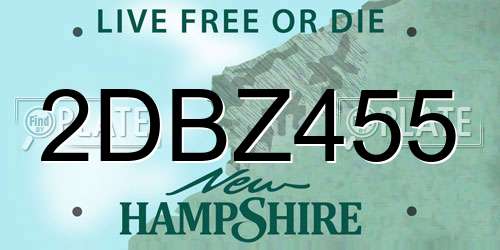 2DBZ455 New Hampshire License Plate