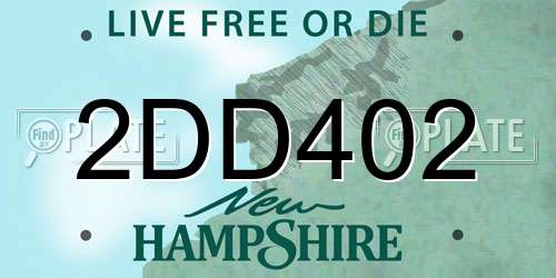 2DD402 New Hampshire License Plate