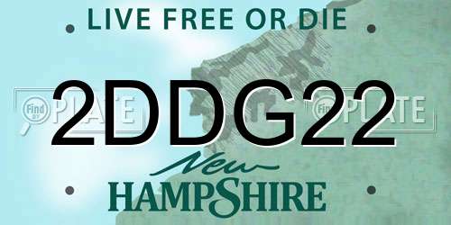 2DDG22 New Hampshire License Plate