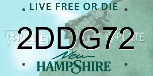 2DDG72 New Hampshire License Plate