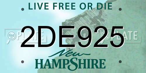 2DE925 New Hampshire License Plate