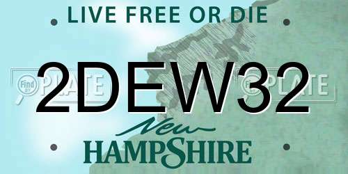 2DEW32 New Hampshire License Plate