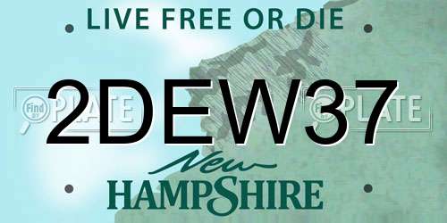 2DEW37 New Hampshire License Plate