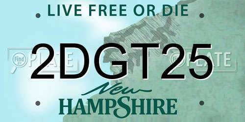2DGT25 New Hampshire License Plate