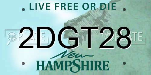 2DGT28 New Hampshire License Plate