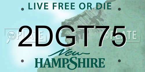 2DGT75 New Hampshire License Plate