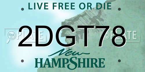 2DGT78 New Hampshire License Plate