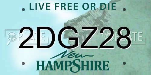 2DGZ28 New Hampshire License Plate