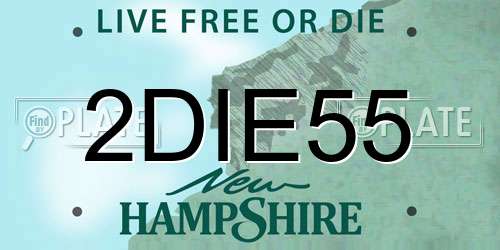 2DIE55 New Hampshire License Plate