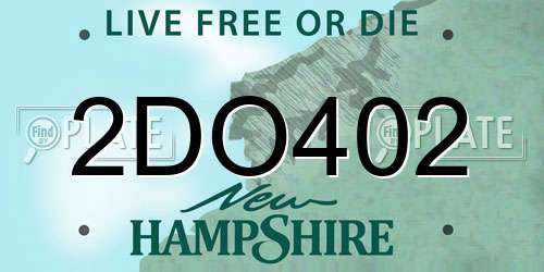 2DO402 New Hampshire License Plate