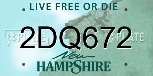 2DQ672 New Hampshire License Plate