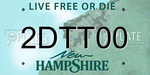 2DTT00 New Hampshire License Plate