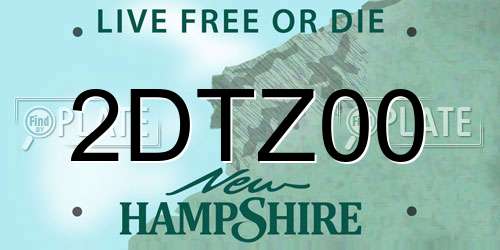 2DTZ00 New Hampshire License Plate