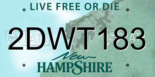 2DWT183 New Hampshire License Plate