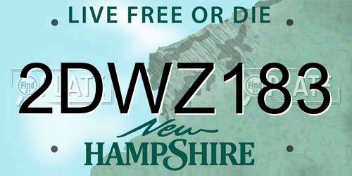 2DWZ183 New Hampshire License Plate