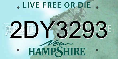 2DY3293 New Hampshire License Plate
