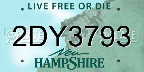 2DY3793 New Hampshire License Plate