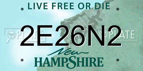 2E26N2 New Hampshire License Plate