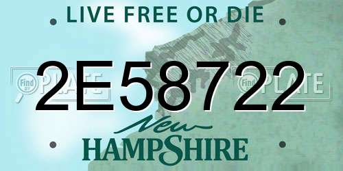 2E58722 New Hampshire License Plate