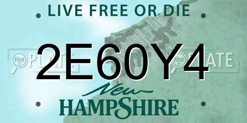 2E60Y4 New Hampshire License Plate