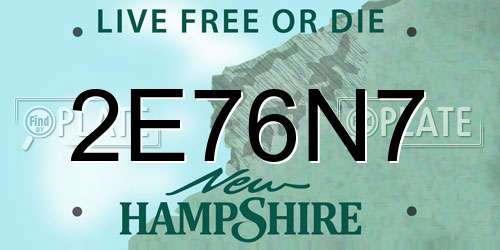 2E76N7 New Hampshire License Plate