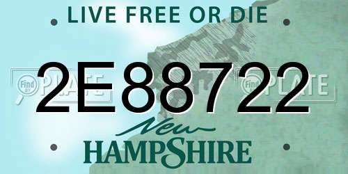 2E88722 New Hampshire License Plate