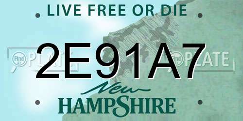 2E91A7 New Hampshire License Plate