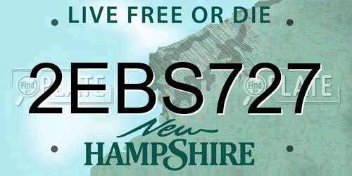2EBS727 New Hampshire License Plate