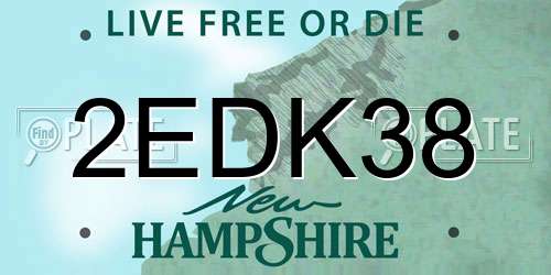 2EDK38 New Hampshire License Plate