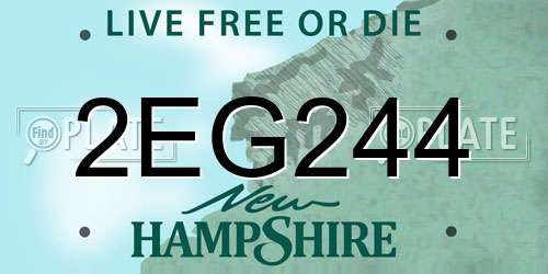2EG244 New Hampshire License Plate