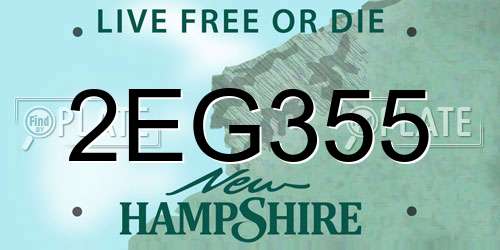 2EG355 New Hampshire License Plate