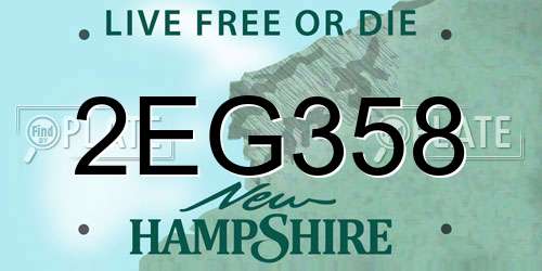 2EG358 New Hampshire License Plate