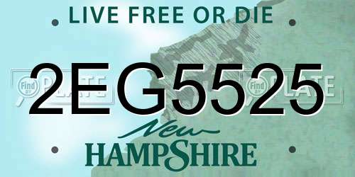 2EG5525 New Hampshire License Plate