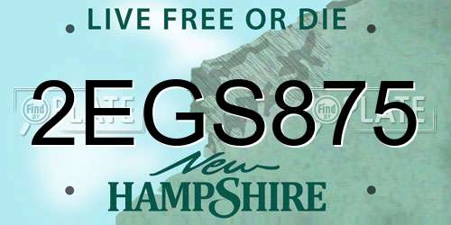 2EGS875 New Hampshire License Plate