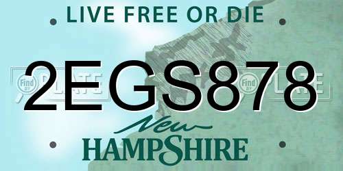 2EGS878 New Hampshire License Plate