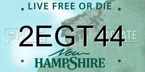 2EGT44 New Hampshire License Plate