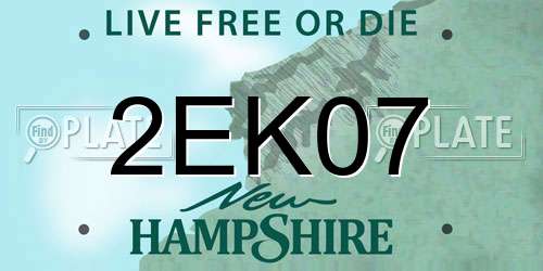 2EK07 New Hampshire License Plate