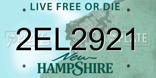 2EL2921 New Hampshire License Plate
