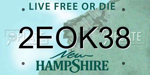 2EOK38 New Hampshire License Plate