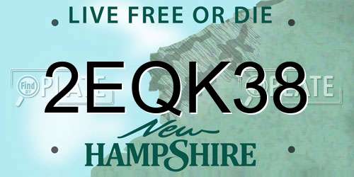 2EQK38 New Hampshire License Plate