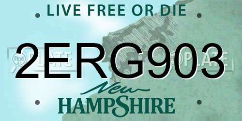 2ERG903 New Hampshire License Plate