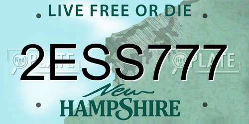 2ESS777 New Hampshire License Plate