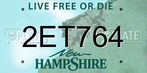 2ET764 New Hampshire License Plate