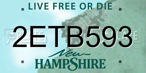 2ETB593 New Hampshire License Plate