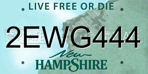 2EWG444 New Hampshire License Plate