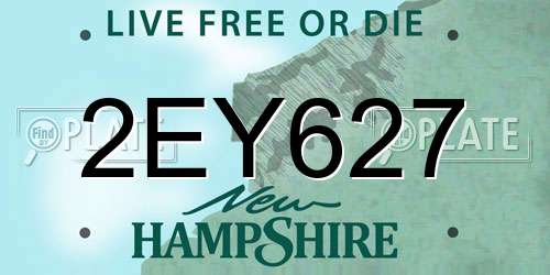2EY627 New Hampshire License Plate