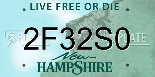 2F32S0 New Hampshire License Plate