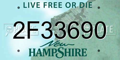 2F33690 New Hampshire License Plate