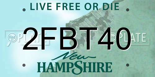 2FBT40 New Hampshire License Plate