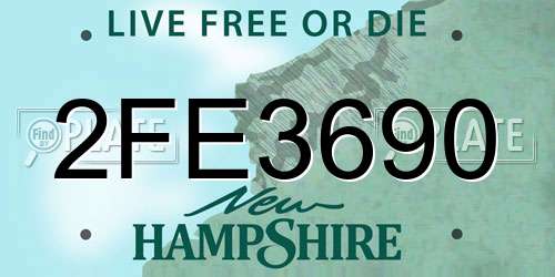 2FE3690 New Hampshire License Plate